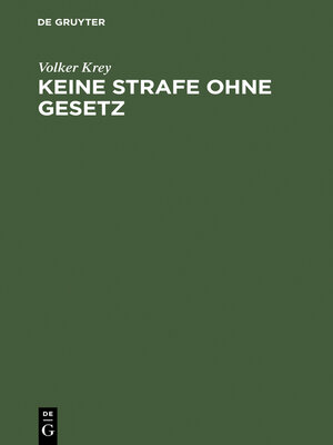 cover image of Keine Strafe ohne Gesetz